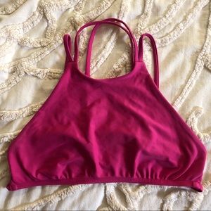 Frankie’s Bikinis Pink Crop Top Bikini Top